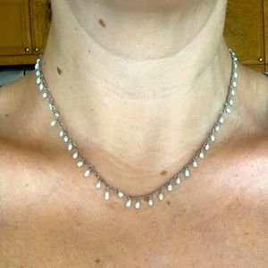 Silver choker with tiny pearls
